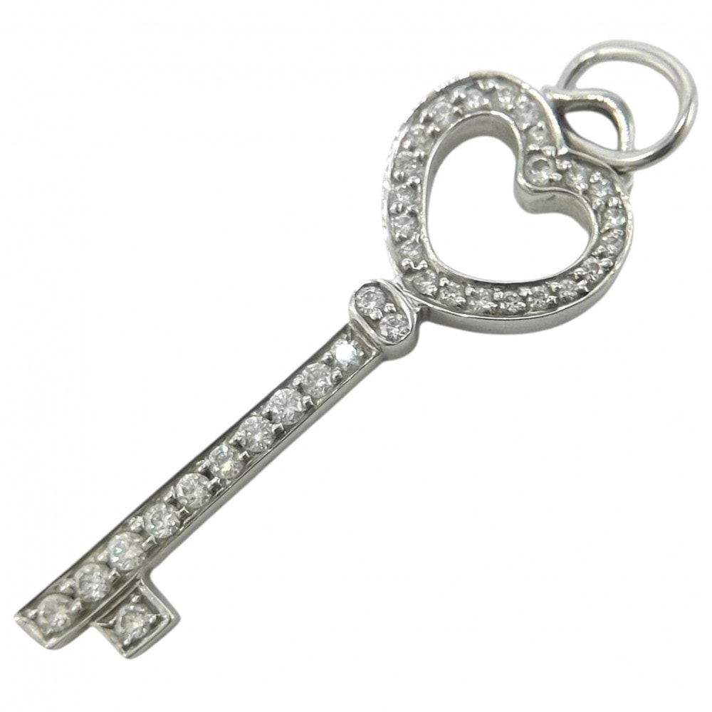 TIFFANY&Co. ティファニー ペンダントトップ ハート キーモチーフ ジュエリー アクセサリー Pt950プラチナ ダイヤモンド レディース 約1.4g【中古品】