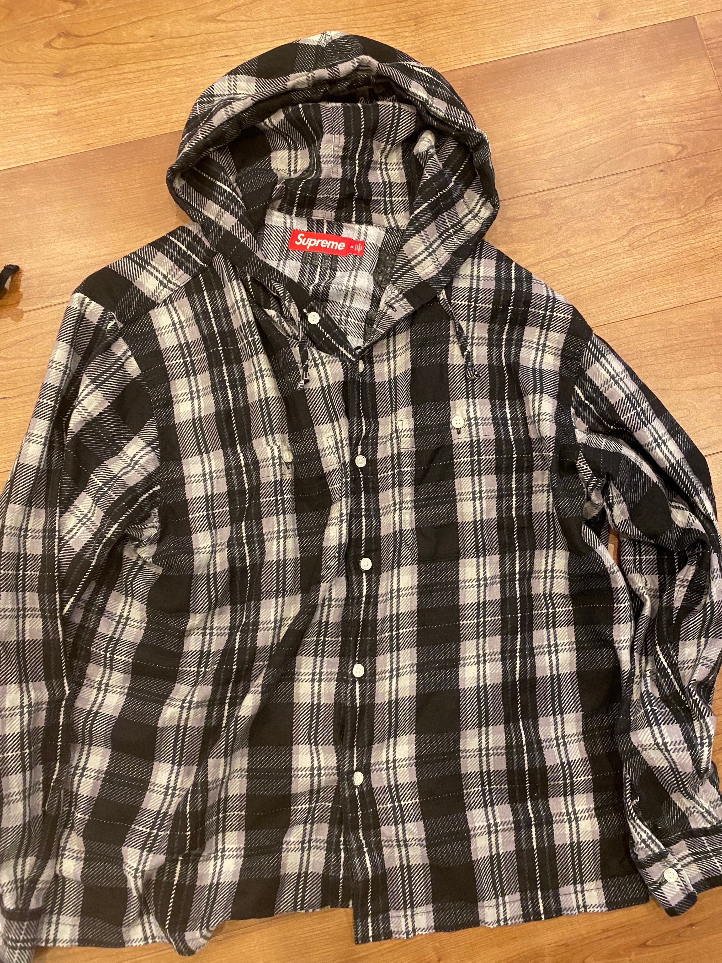 Supreme Printed Hooded Flannel Shirt "Black"