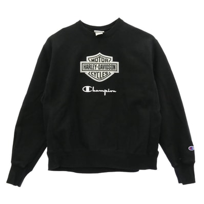 Champion チャンピオン スウェット reverse weave 単タグ復刻 リバース ウィーブ ハーレーダビッドソン ロゴ スウェット ブラック系 XL【中古】