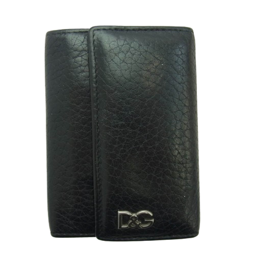 DOLCE&GABBANA ドルチェアンドガッバーナ キーケース ロゴプレート レザー キーケース ブラック系【中古】