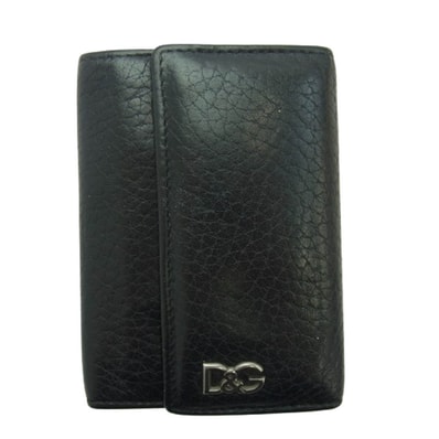 DOLCE&GABBANA ドルチェアンドガッバーナ キーケース ロゴプレート レザー キーケース ブラック系【中古】
