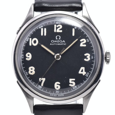 オメガ OMEGA ヴィンテージ ハーフローター Cal.28.10RA ブラック 自動巻き メンズ 良品 腕時計 N#147932