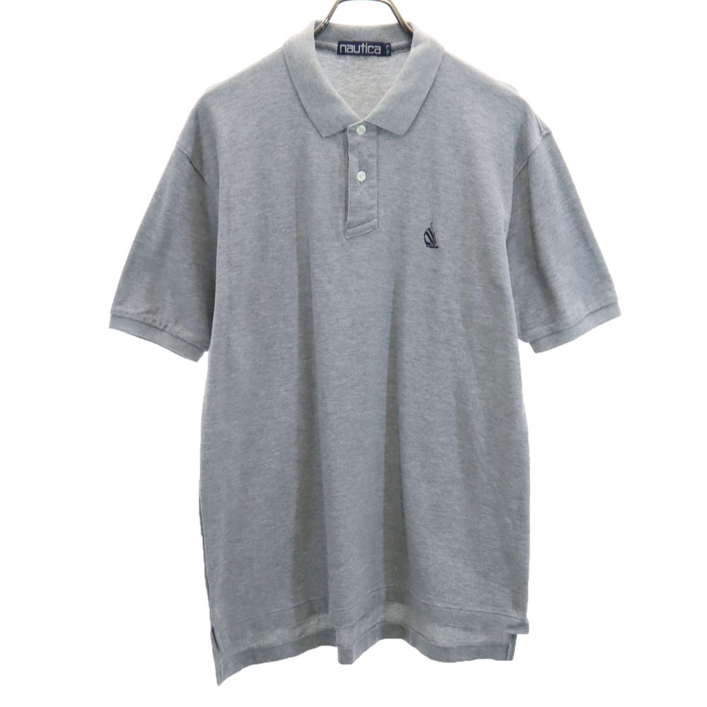 NAUTICA ノーティカ 90s オールド 半袖 ポロシャツ L グレー 鹿の子