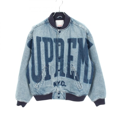 シュプリーム Supreme Washed Knockout Denim Varsity Jacket デニムジャケット 衣料品 アウター コットン メンズ ネイビー系 【中古】