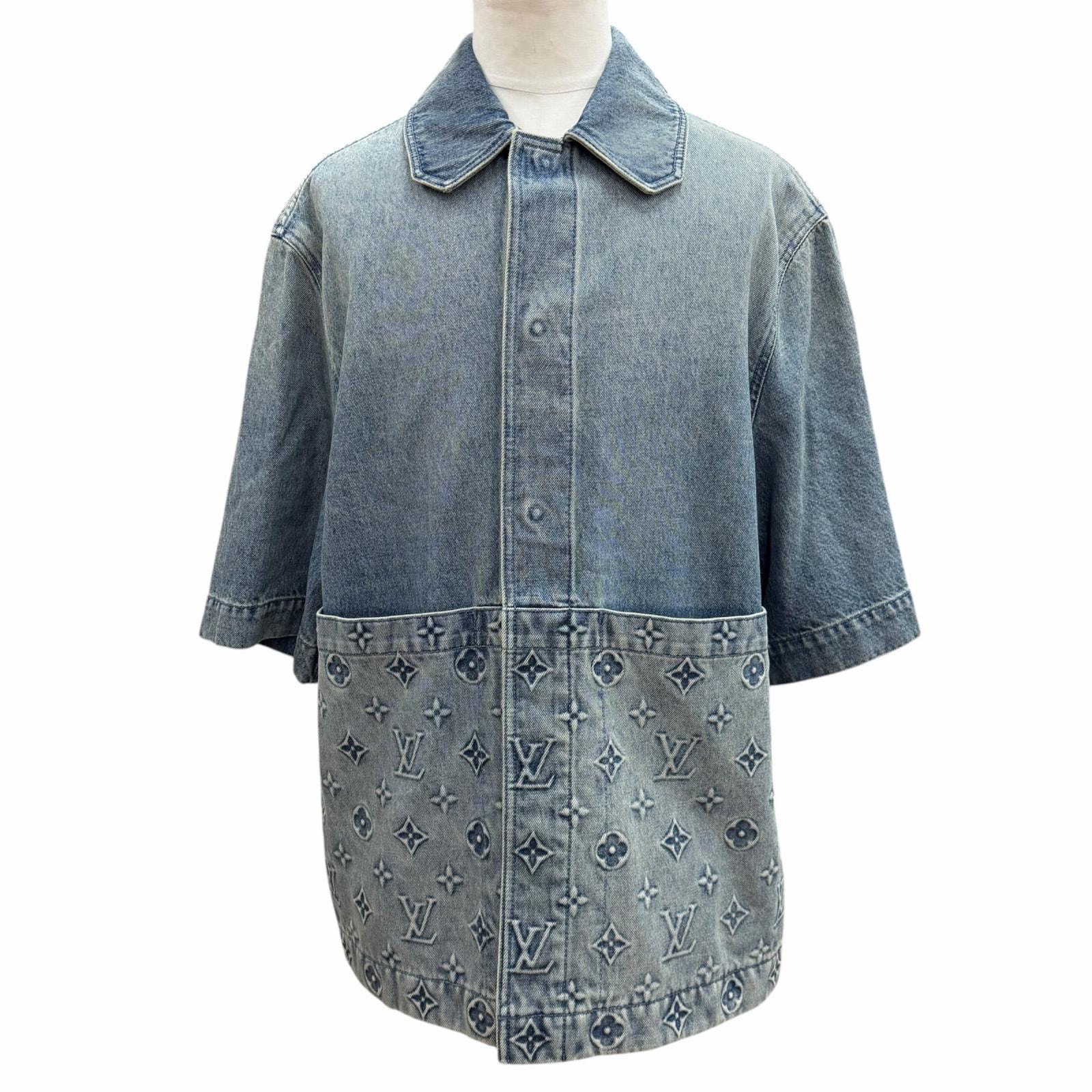 極美品 ルイヴィトン MONOGRAM DENIM WORK S/S SHIRT