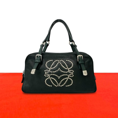 LOEWE ロエベ アナグラム スタッズ ロゴ レザー ハンドバッグ グリーン
22462