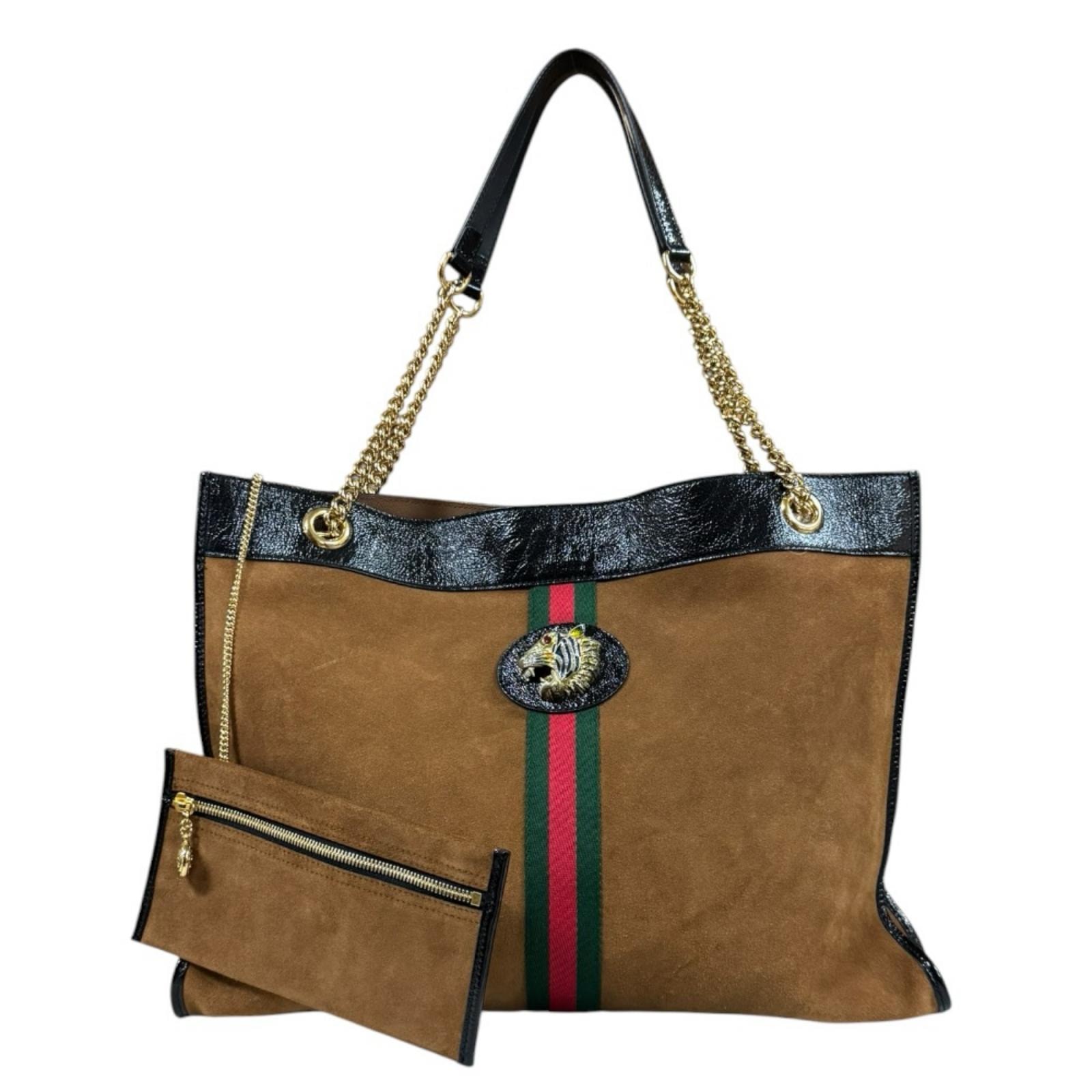 グッチ ラジャ トートバッグ スウェード 537219 ブラウン ユニセックス GUCCI 中古
