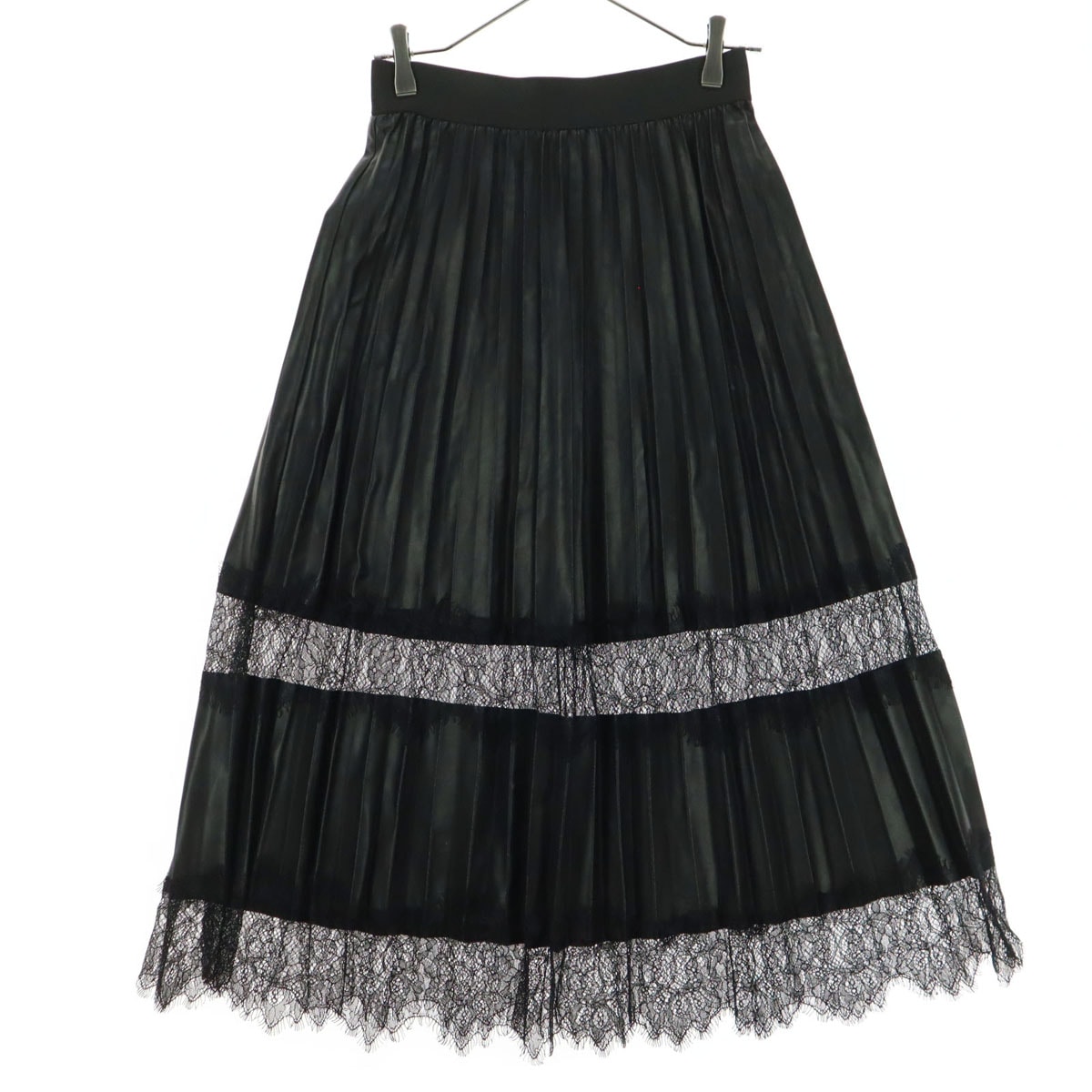 ZARA ザラ ロング丈 レース プリーツスカート XS ブラック