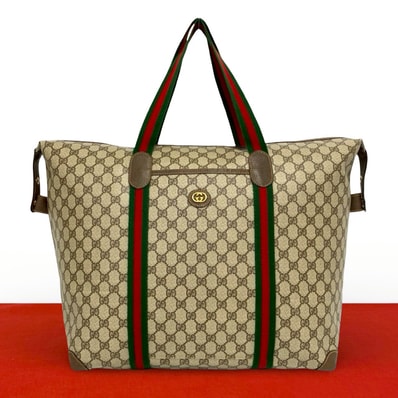 GUCCI グッチ シェリーライン GG ロゴ 金具 レザー PVC トートバッグ ブラウン
46708