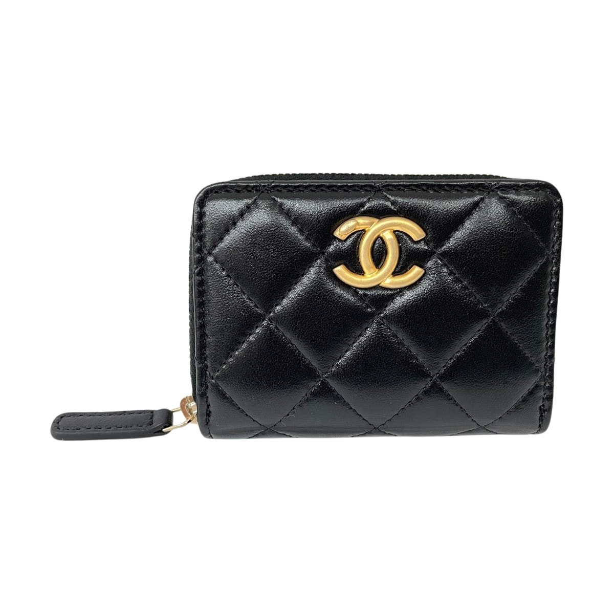 CHANEL シャネル レディース ジップコインパース ココマーク ラムスキン ゴールド金具 ブラック