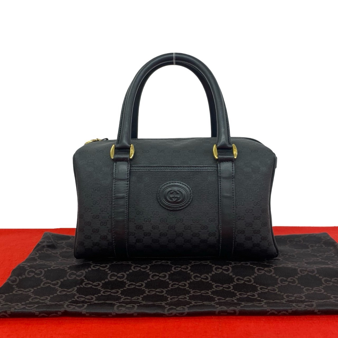 GUCCI グッチ マイクロGG レザー PVC ハンドバッグ ブラック
 20839