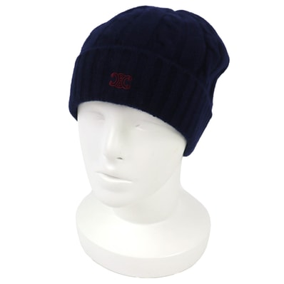 未使用品 セリーヌ トリオンフ ケーブルニット ビーニー ニットキャップ