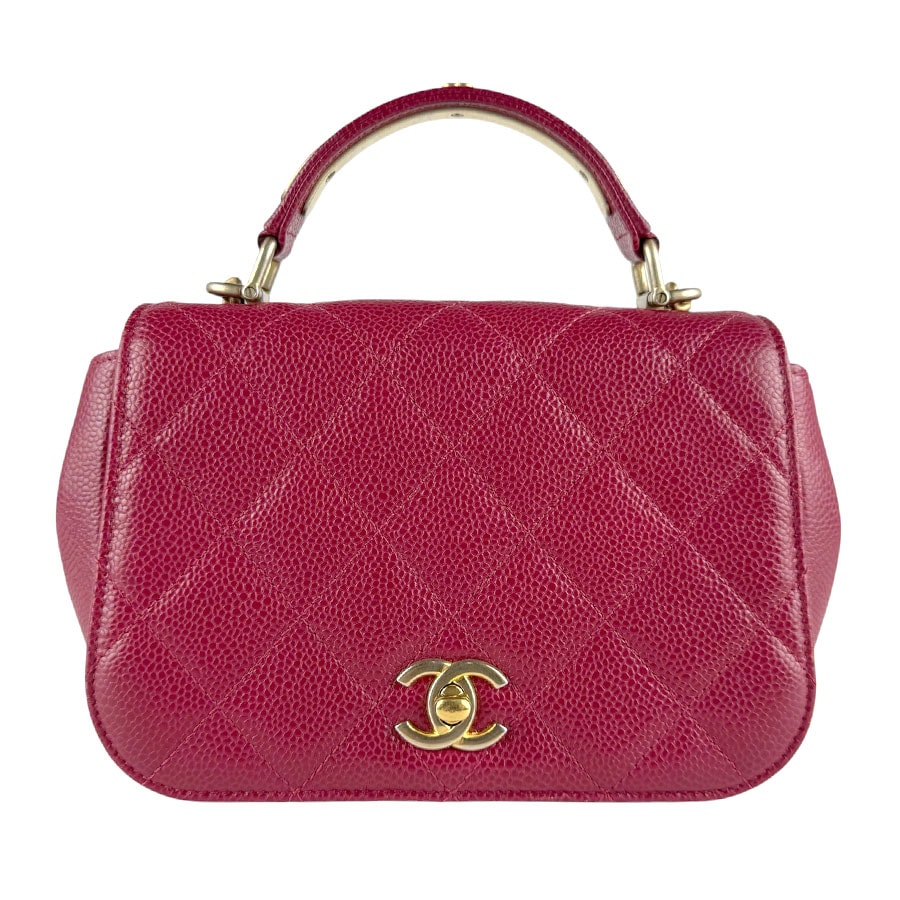 シャネル CHANEL ショルダーバッグ キャビアスキンレザー ピンク系 ゴールド レディース【中古】 z9456