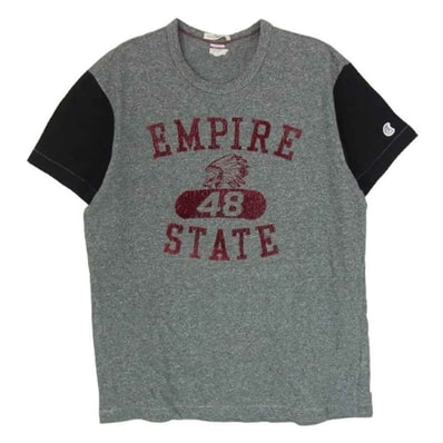 Champion チャンピオン Tシャツ TODD SNYDER EMPIRE トッド・スナイダー カナダ製 ランタグ 復刻 半袖 Tシャツ グレー系 S【中古】