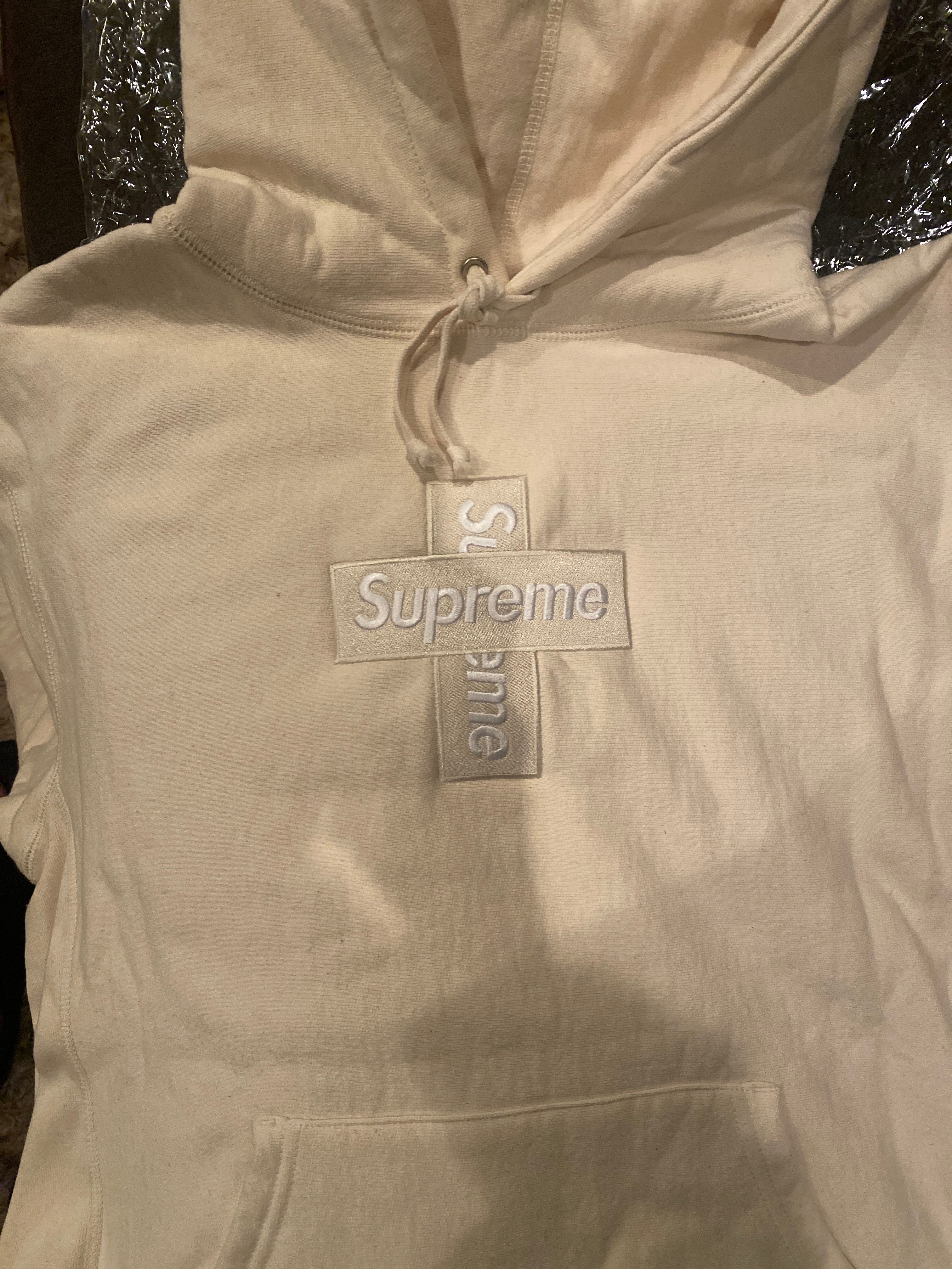 Supreme Cross Box Logo Hooded Sweatshirt "Natural"