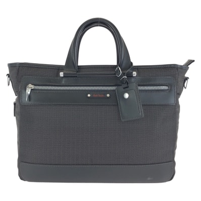 Paul Smith ポール スミス ヘリンボーン ソフトコレクション ブラック 黒 シルバー金具 ポリエステル ポリウレタン/ レザー/ ビジネスバッグ ブリーフケース ハンドバッグ 602423 【中古】