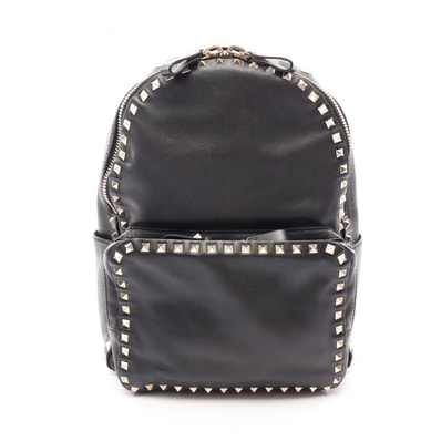 ヴァレンティノ・ガラヴァーニ Valentino Garavani ロックスタッズ リュックサック バックパック バッグ レザー メンズ ブラック系 【中古】