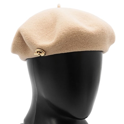 【美品】 エルメス ボニー・セーラー ベレー帽 ウール100% 帽子 レディース ベージュ 56 HERMES