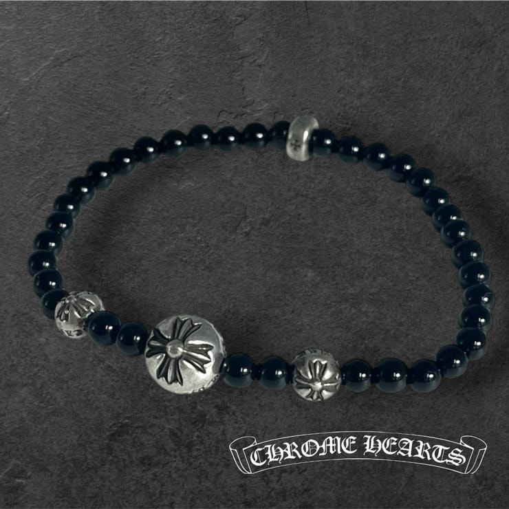 Chrome Hearts Beaded Bracelet 4mm Tolmarine "Black/Silver"
