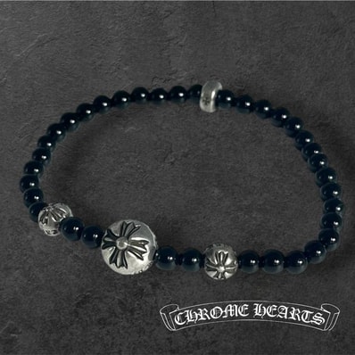 Chrome Hearts Beaded Bracelet 4mm Tolmarine "Black/Silver"