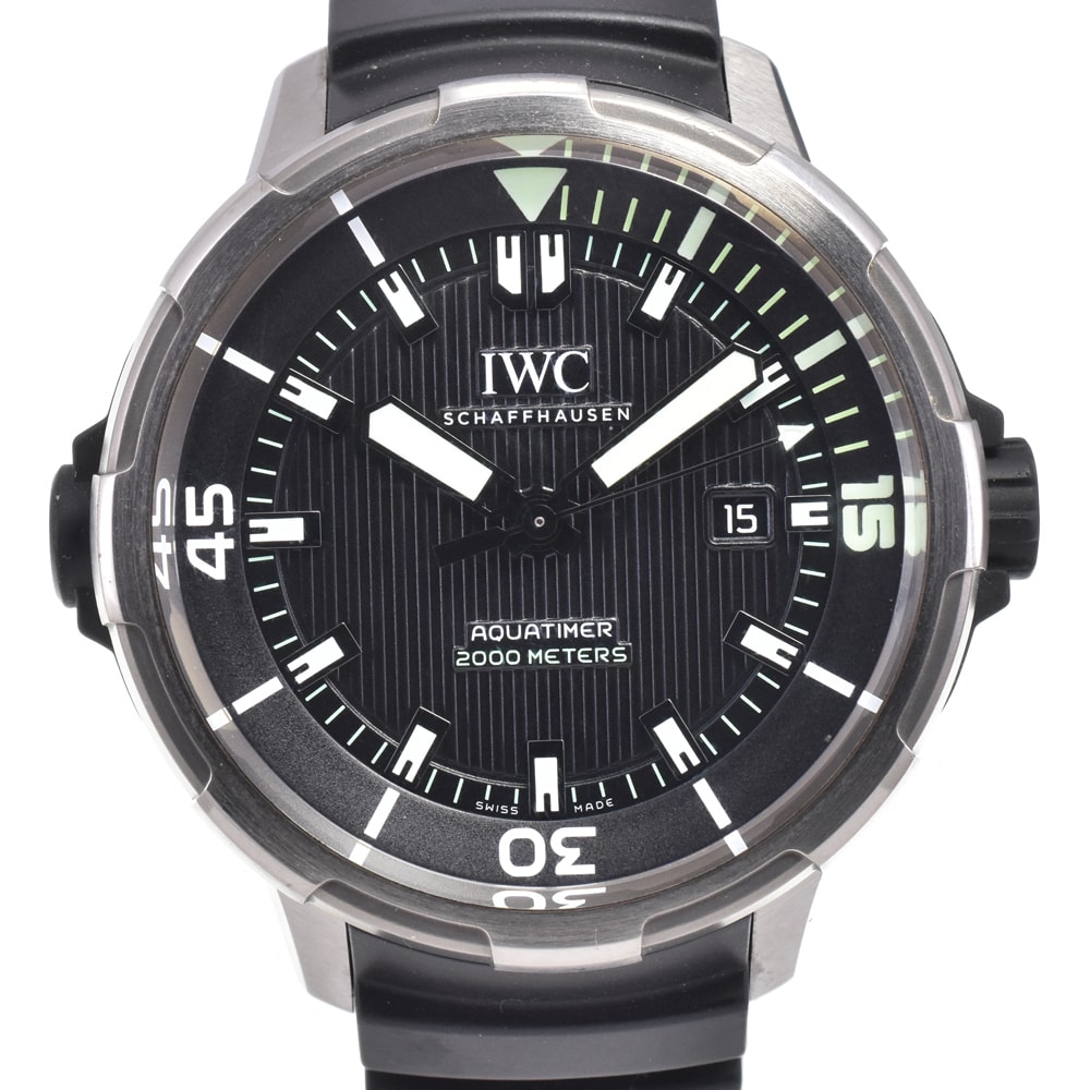 値下 IWC SCHAFFHAUSEN IW358002 アクアタイマー 2000 ブラック 自動巻き メンズ 良品 箱・保証書付き 腕時計 D#147053