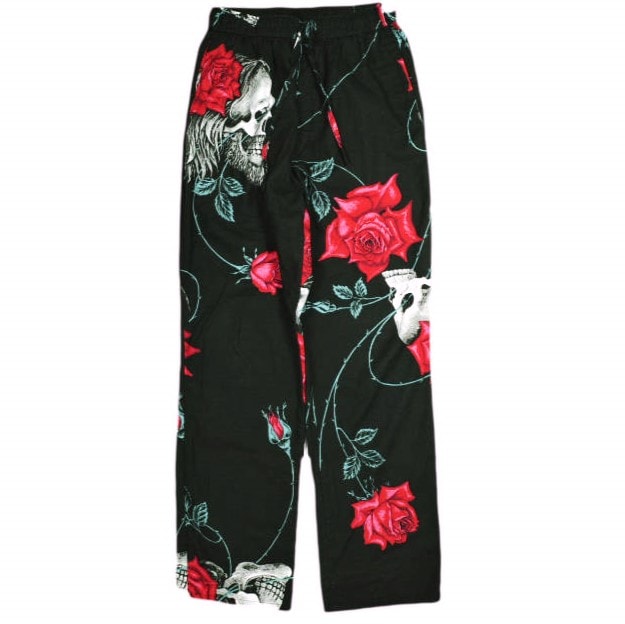 SAINT MICHAEL x WILDSIDE YOHJI YAMAMOTO セントマイケル ワイルドサイド ヨウジヤマモト 23SS PAJAMA PANTS スカルローズ パジャマパンツ SM-S23-0000-127 S BLACK Mxxxxxx