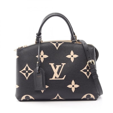 ルイ・ヴィトン LOUIS VUITTON プティ パレPM バイカラーモノグラムアンプラント 2WAY ハンドバッグ バッグ レザー ベージュ レディース ブラック系 / ベージュ系 M58913 【中古】