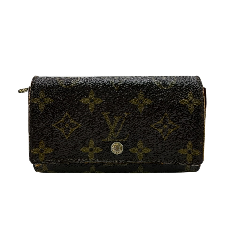 ルイヴィトン LOUIS VUITTON 二つ折り財布 モノグラム ポルトモネジップ フラップ コンパクト M61735 ブラウン