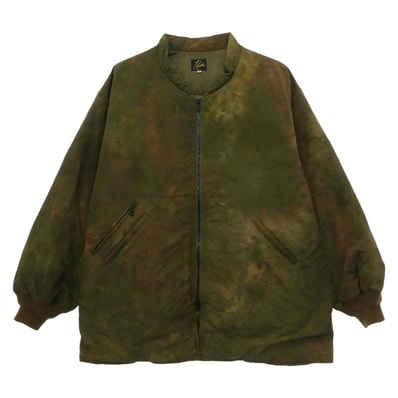 Needles ニードルス 19AW FK083 Stand Collar Down Sur Coat-Nylon Tussore/UnevenDye スタンドカラー ムラ染め ダウンジャケット カーキ系 M【中古】