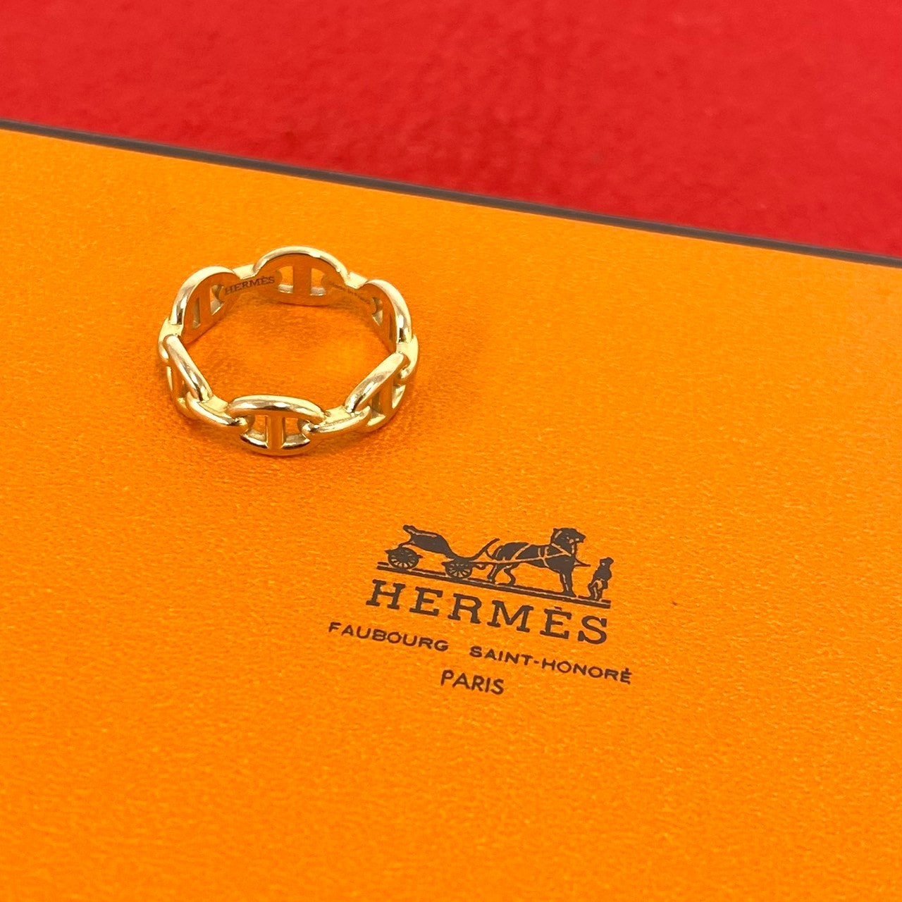 HERMES エルメス アンシェネ PM リング K18ピンクゴールド リング・指輪 11号 ゴールド
 409-5