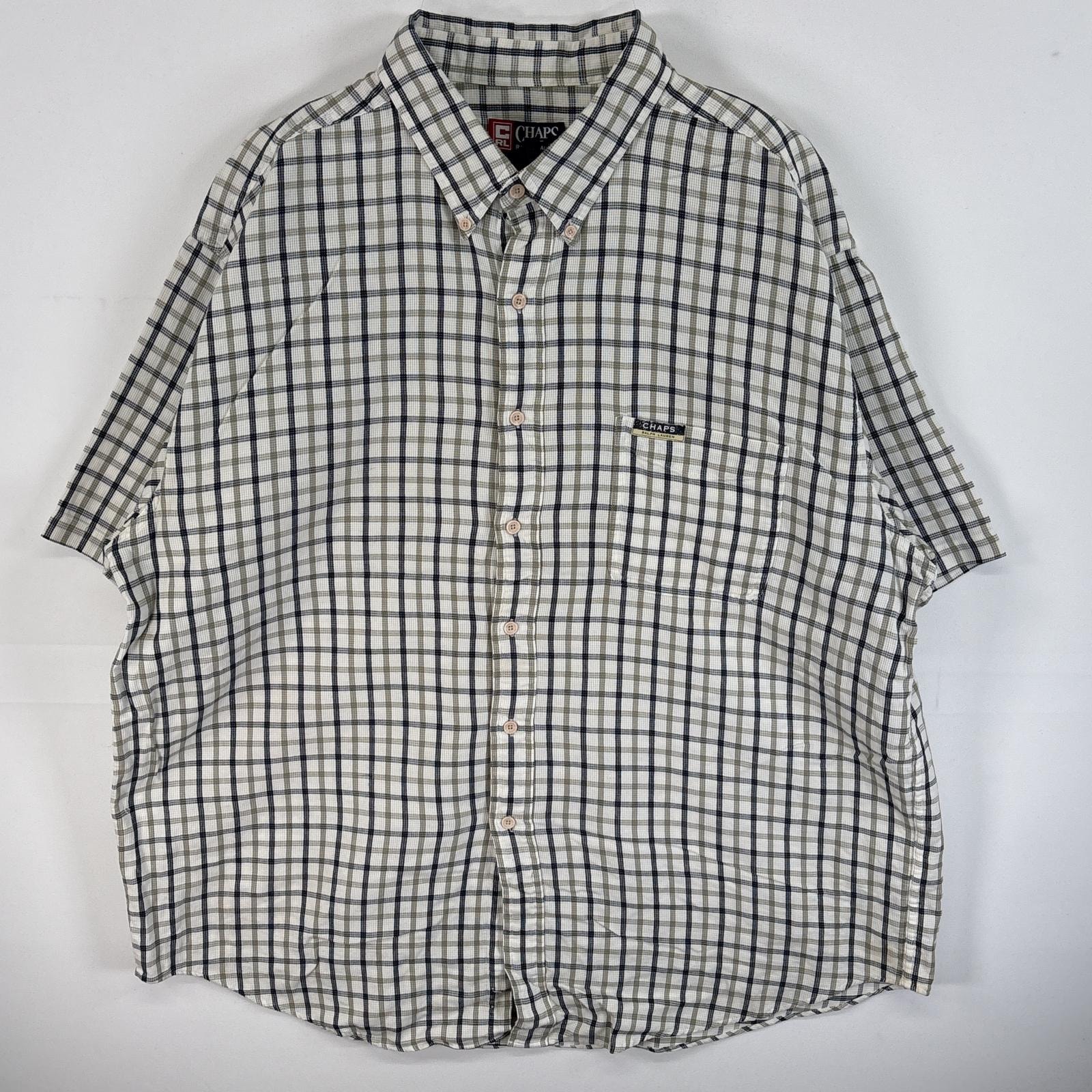 古着 90's/90年代 チャップスラルフローレン CHAPS RALPHLAUREN 半袖シャツ ボタンダウンシャツ ワンポイント ロゴ 大きいサイズ 14041  ホワイト系 チェック メンズ