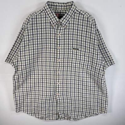 古着 90's/90年代 チャップスラルフローレン CHAPS RALPHLAUREN 半袖シャツ ボタンダウンシャツ ワンポイント ロゴ 大きいサイズ 14041 ホワイト系 チェック メンズ