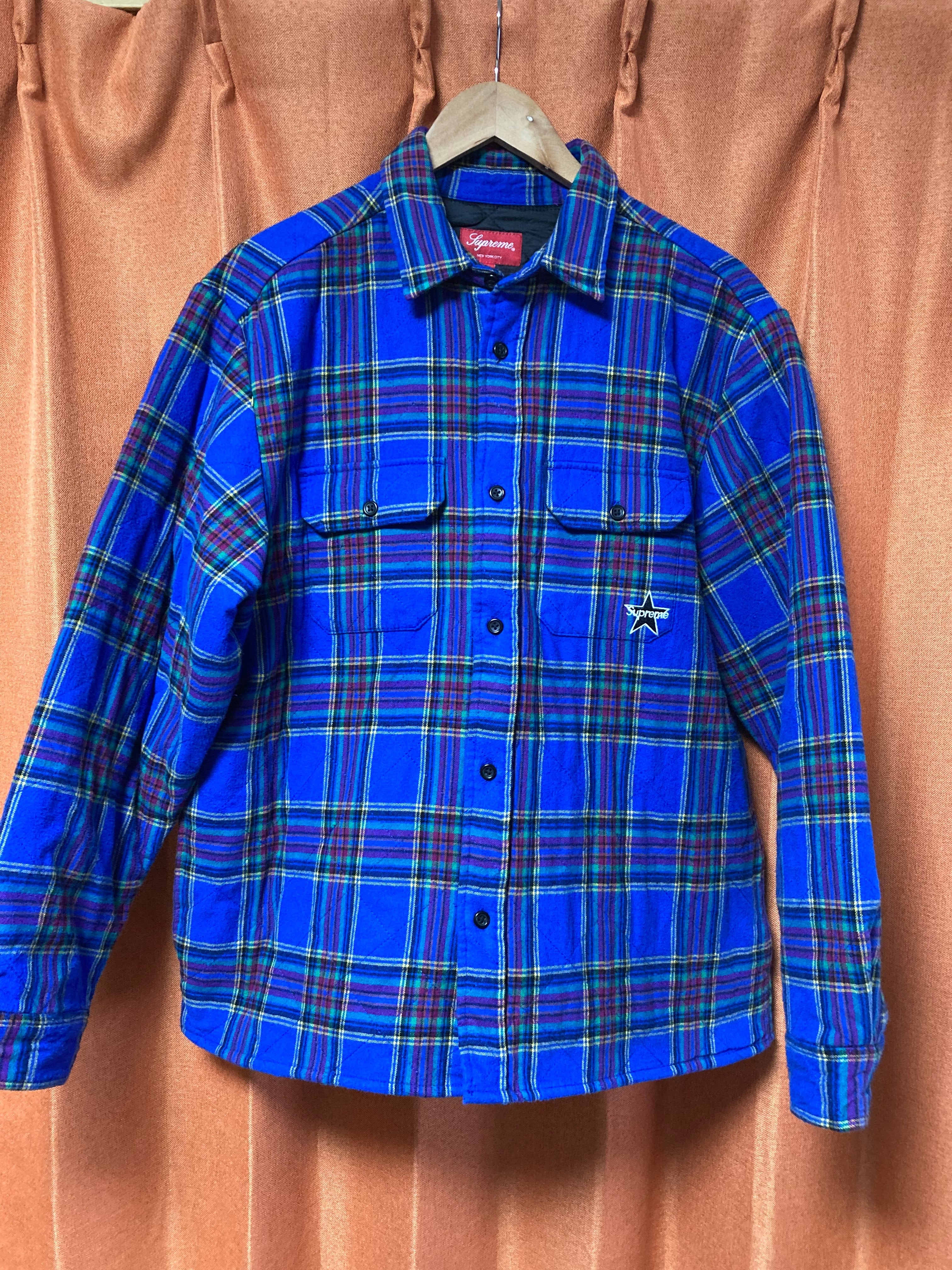 Supreme Quilted Plaid Flannel Shirt "Dusty Royal"