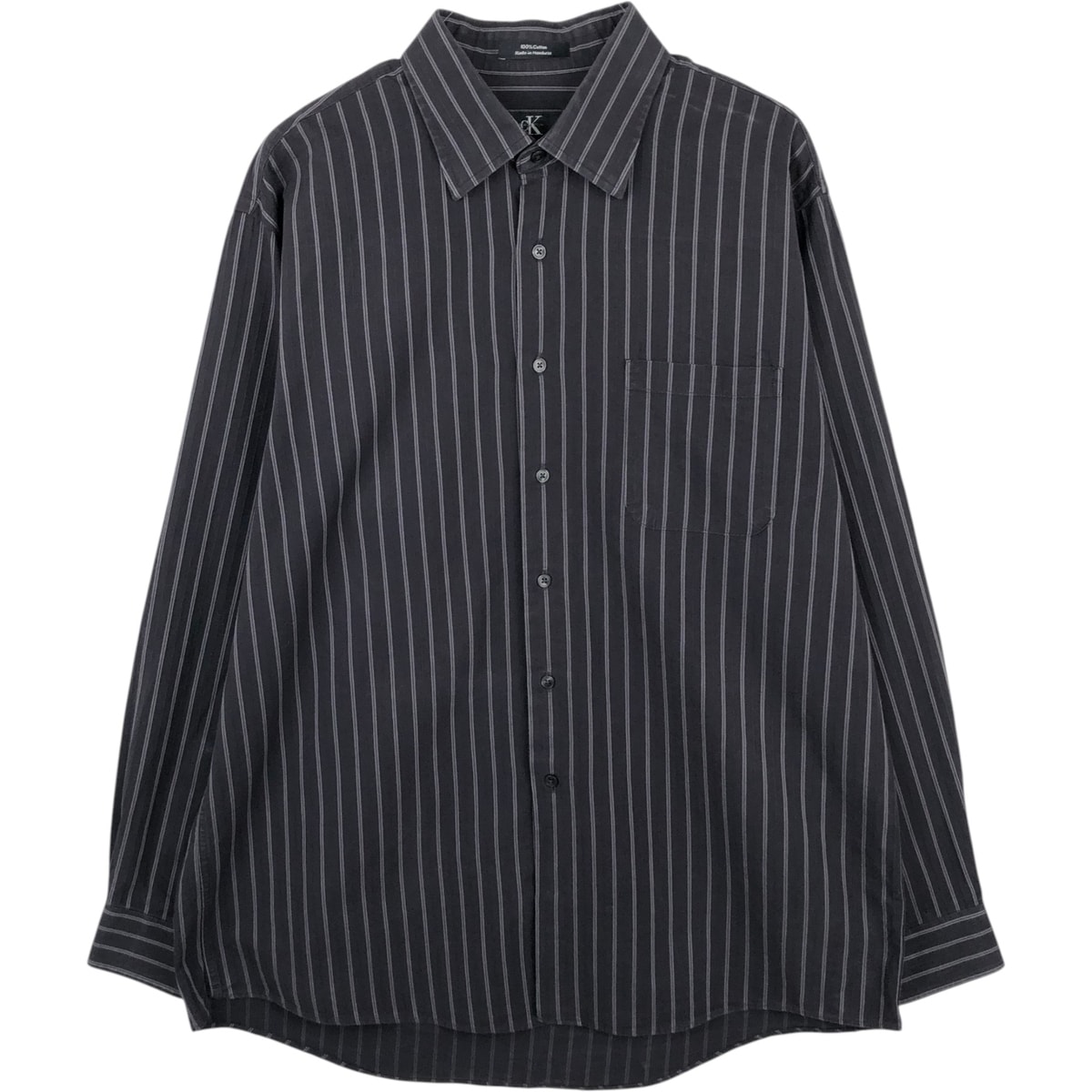 古着 90~00年代 カルバンクライン Calvin klein 長袖 コットンストライプシャツ メンズXL相当/eaa662549