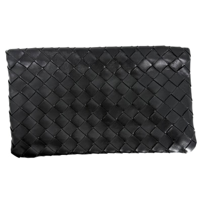 BOTTEGAVENETA ボッテガヴェネタ クラッチバッグ イントレチャート レザー ブラック 黒 ゴールド金具 メンズ【中古品】