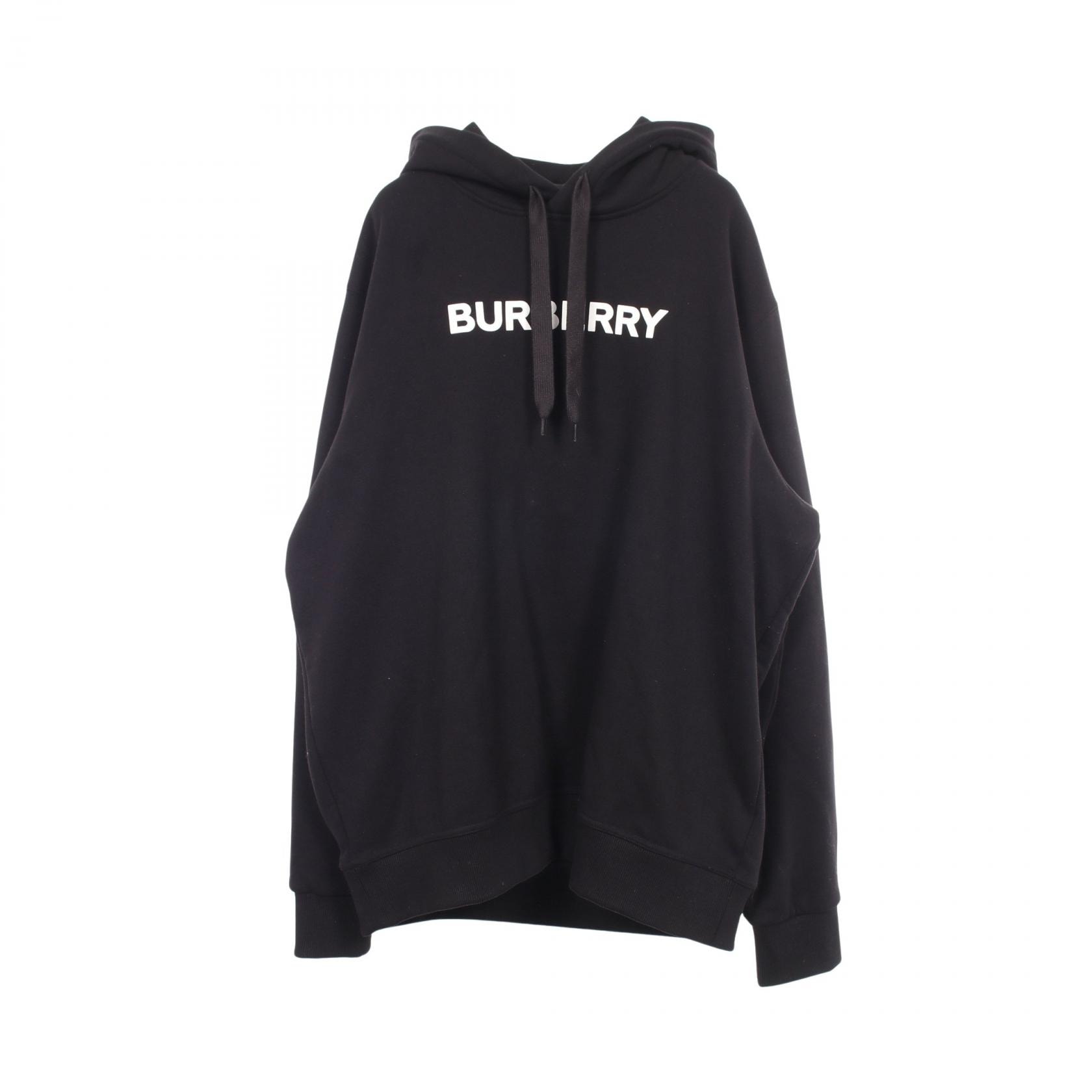 バーバリー BURBERRY プリントロゴ パーカー 衣料品 トップス コットン レディース ブラック系 【中古】