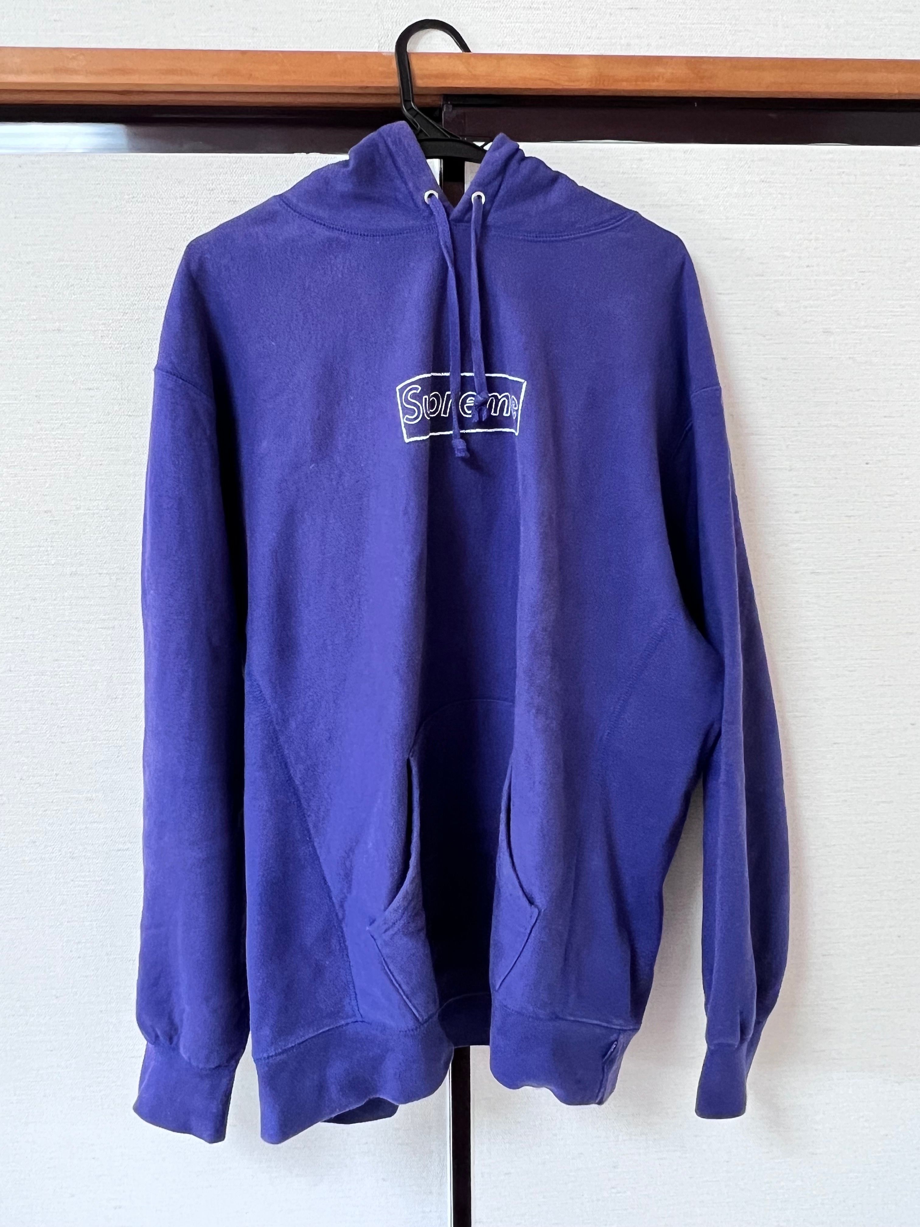 Supreme KAWS Chalk Logo Hooded Sweatshirt "Washed Navy"(2021)