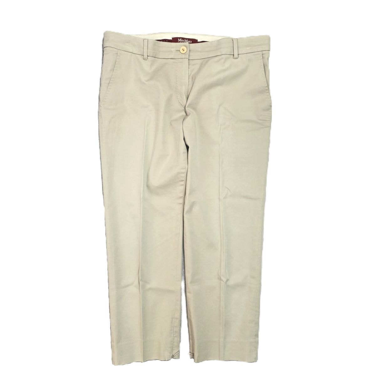 MAX MARA マックスマーラ 裾ファスナー付 パンツ チノパンツ 61310617 44 コットン ベージュ  レディース【中古】