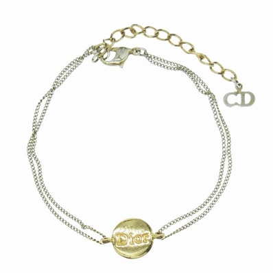 Dior ディオール ブレスレット ダブルチェーン サークル ロゴ ブレスレット ゴールド系【中古】