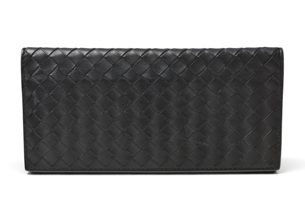 ボッテガヴェネタ 財布/札入れ メンズ BOTTEGA VENETA 長財布 イントレチャート ブラック/カーキ【中古】