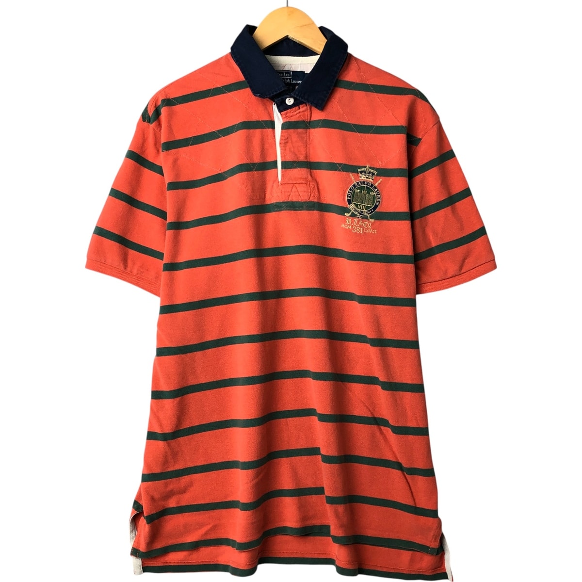 古着 ラルフローレン Ralph Lauren POLO by Ralph Lauren ボーダー柄 半袖 ラガーシャツ メンズXL相当/eaa562428