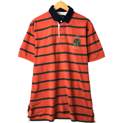 古着 ラルフローレン Ralph Lauren POLO by Ralph Lauren ボーダー柄 半袖 ラガーシャツ メンズXL相当/eaa562428