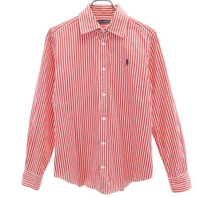 RALPH LAUREN ラルフローレン ストライプ柄 長袖 コットンシャツ 11 レッド