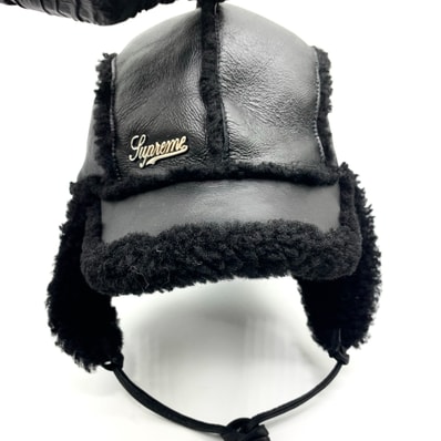 Supreme Shearling Lined Earflap Cap "Black"