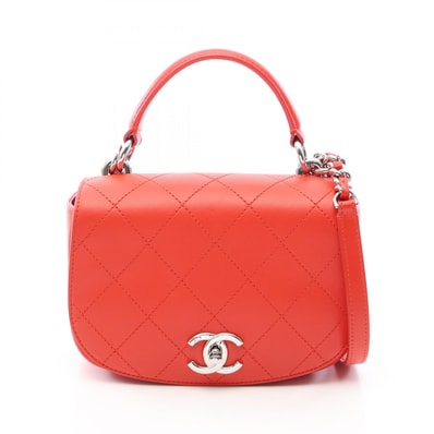 シャネル CHANEL マトラッセ トップハンドル 2WAY ショルダーバッグ バッグ レザー レディース レッド系 A93676 【中古】