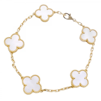 【6jdb0019】ヴァンクリーフ&アーペル ブレスレット ヴィンテージ アルハンブラ 5モチーフ K18YG イエローゴールド マザーオブパール【中古】レディース