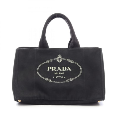 プラダ PRADA DENIM CANAPA カナパ トートバッグ バッグ キャンバス レディース ブラック系 【中古】