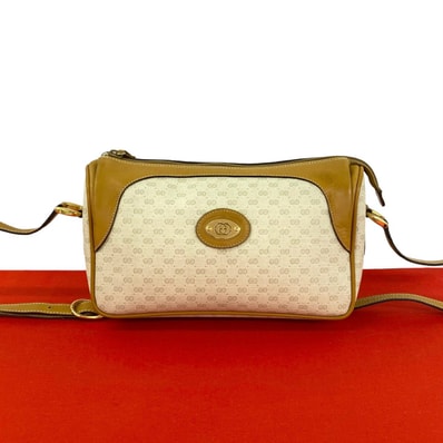 GUCCI グッチ マイクロGG ロゴ 柄 金具 レザー PVC ショルダーバッグ ブラウン
50243