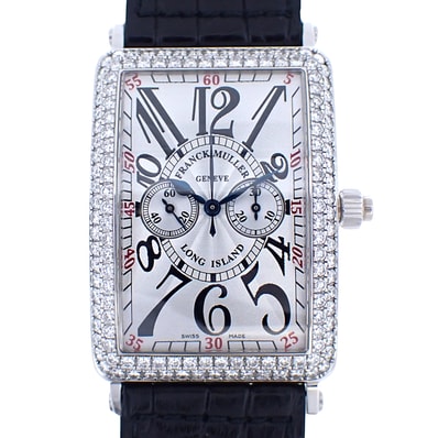 K18WG ベゼルダイヤ FRANCK MULLER フランクミュラー ロングアイランド モノプッシャー クロノグラフ 1100MPD メンズ 腕時計