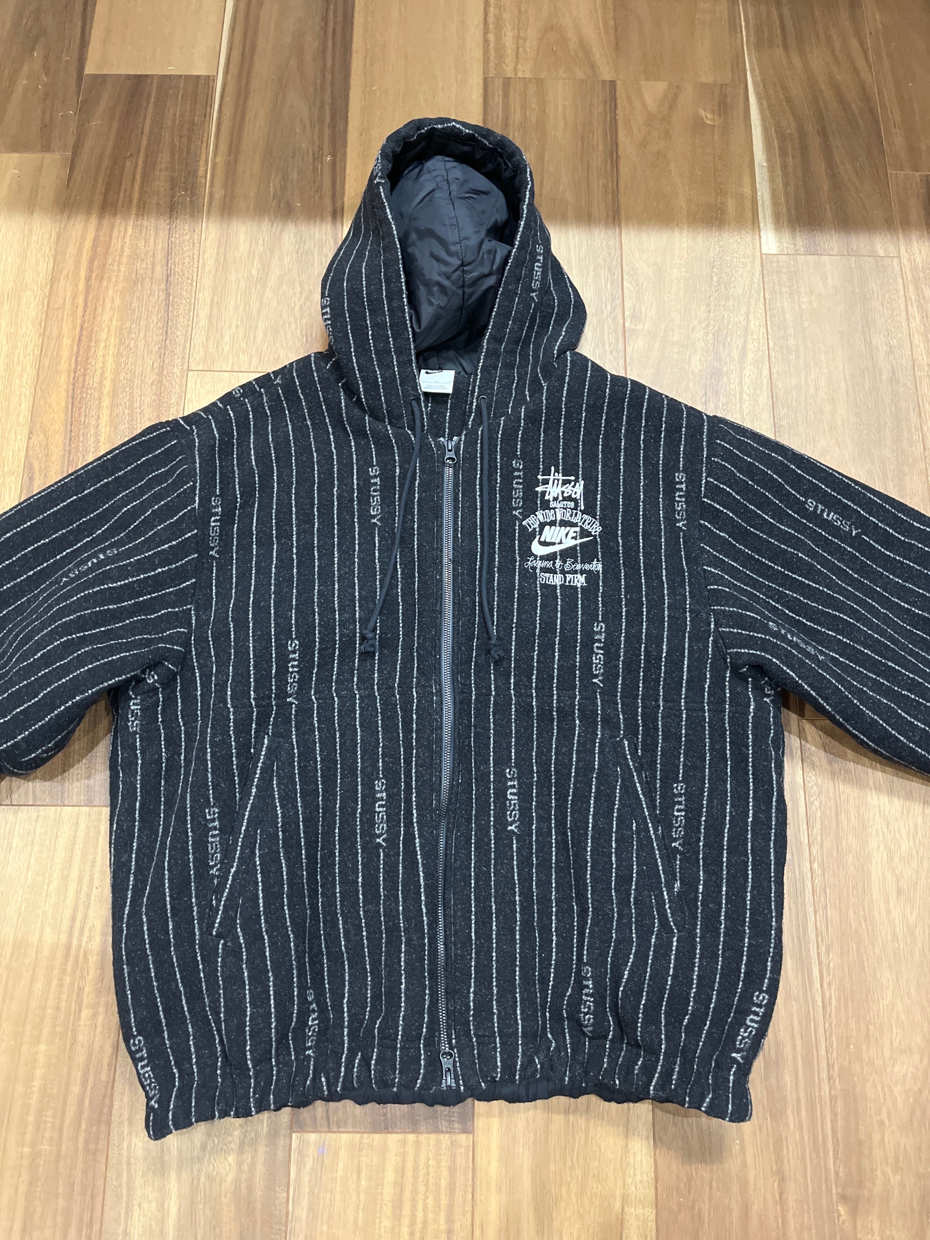 Stussy x Nike Striped Wool Jacket "Black"